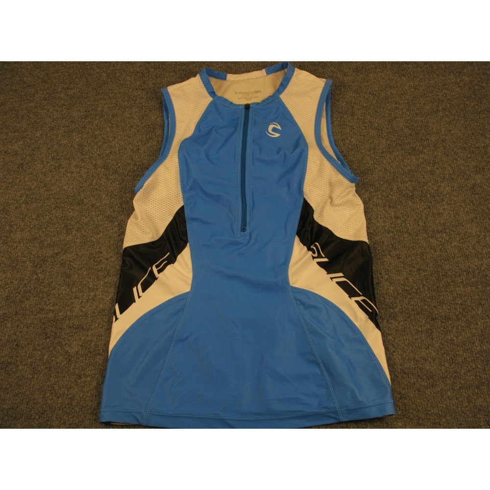Cannondale Slice Womens Triathlon Cycling Jersey Blue‎ White Sleeveless L #2191